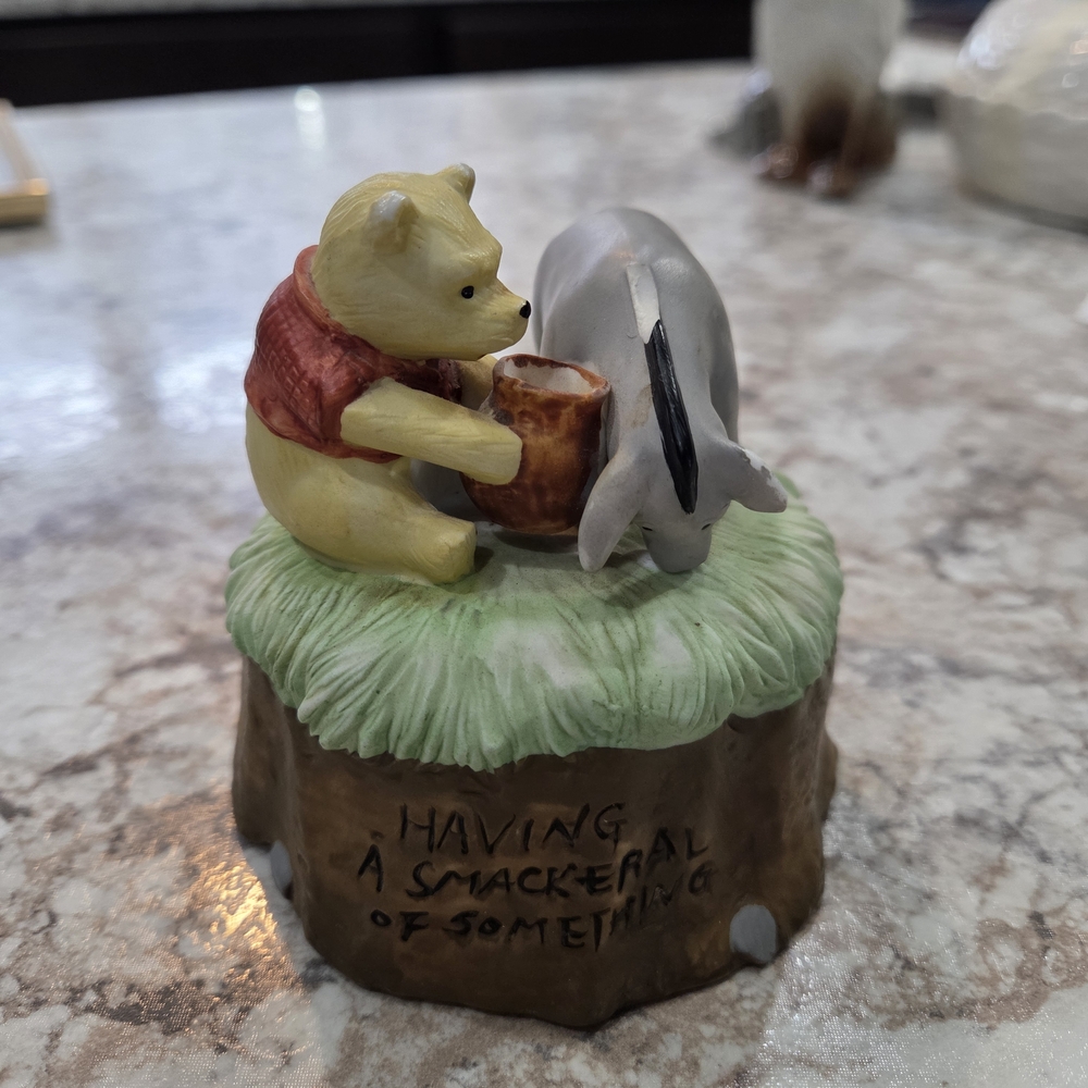 Winnie the Pooh & Eeyore Figurine - Yellow, Gray, Green Music Box